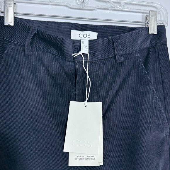 NWT COS Straight Leg Fit Corduroy Chinos Pants Navy Blue US 2 High Rise Classic - Picture 6 of 16